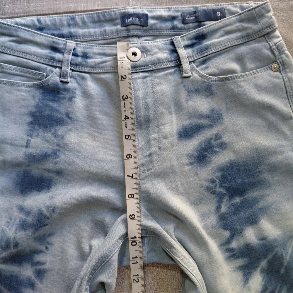 J. Jill Denim High Rise Cropped Tie Dye‎ Capri Jeans 8P Mid Rise Rolled Cuff